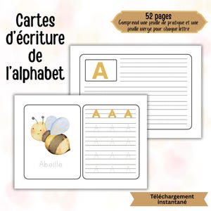 L'alphabet à Tracer préscolaire Fiche de pratique d'écriture des lettres pour enfant Activité éducative d'abécédaire imprimable maternelle
