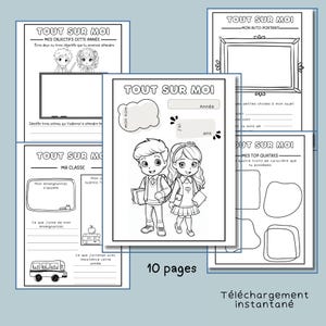Cahier d’activités Tout sur Moi Rentrée scolaire 1re et 2e année Fiches imprimables d&#39;écriture pour Enfants, Activité de Présentation (PDF)