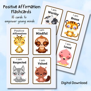 Positive Affirmation für Kind Druckbare Achtsamkeit Aktivitätskarte Kind digitale Motivation Zitat Kleinkind tägliche Wort Affirmation Flashcard
