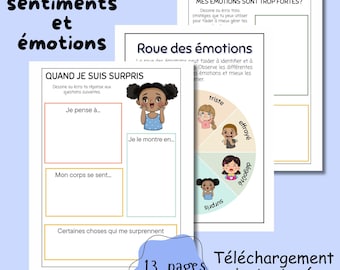 Cahier émotion et sentiment enfant maternelle  & 1re année Journal ASE à imprimer pleine conscience Activité de régulation émotionnelle CP