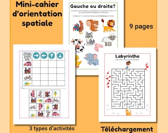 幼児母性と CP Activités prépositions de lieu 1re année Cahier d’exercices à imprimer の空間方向性 (PDF)
