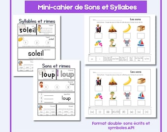 Cahier d'activité de Sons et syllabs à imprimer maternelle et CP Jeu de phonèmes 1re année Exercices de phonologie Grande Section