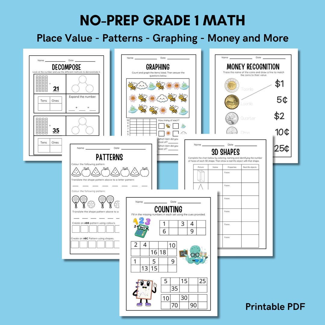 Grade 1 Math Workbook Printable First Grade Place Value & Number Sense ...