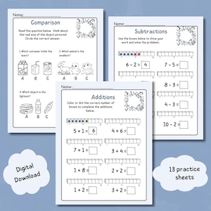 Afdrukbare werkmap wiskunde graad 1 Eerste graad Rekenen en problemen oplossen Oefening 1e graad werkblad pdf-hulpmiddel Thuisonderwijs en klaslokaal