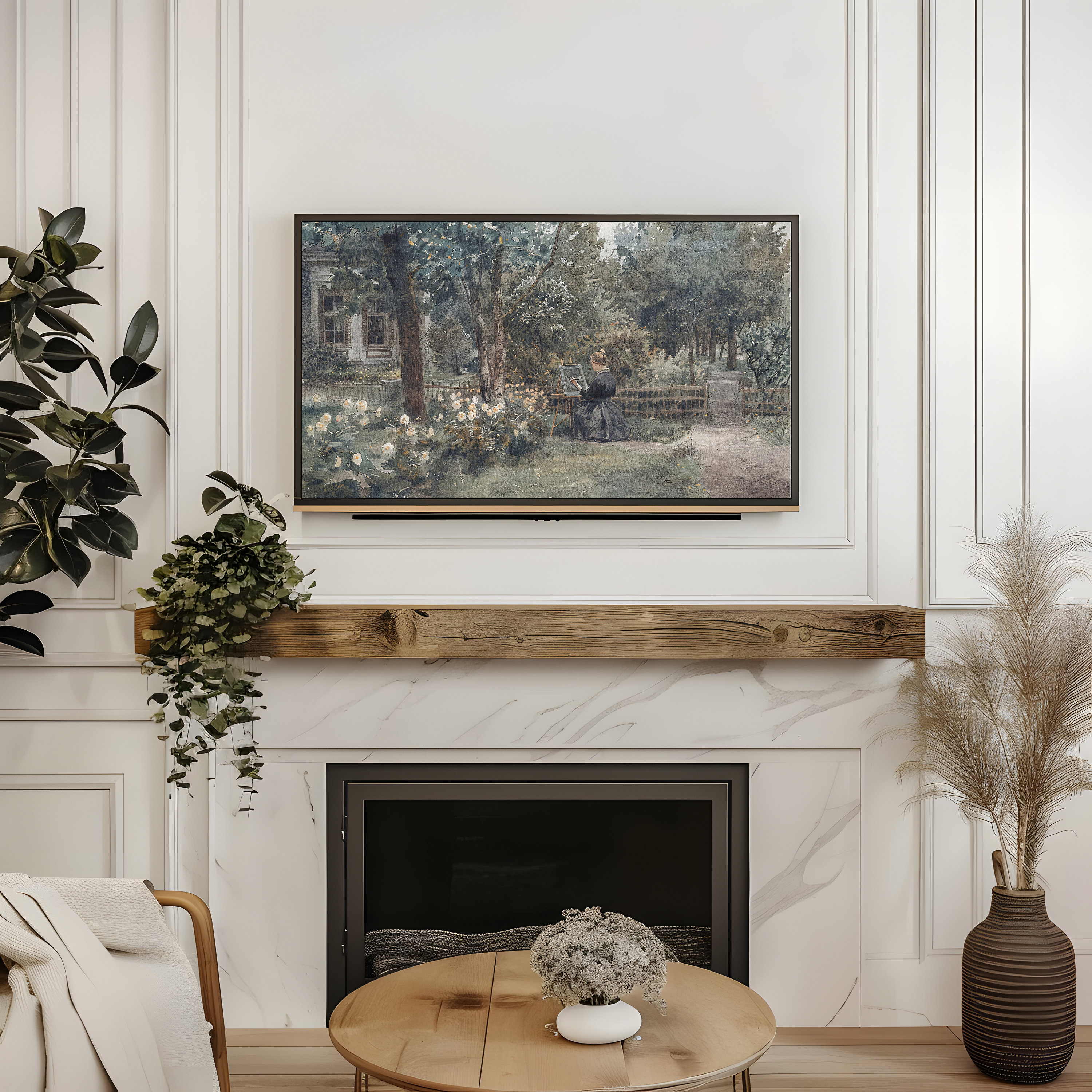 Spring Frame TV Art, Women Painting Art for Frame Tv, Vintage Garden