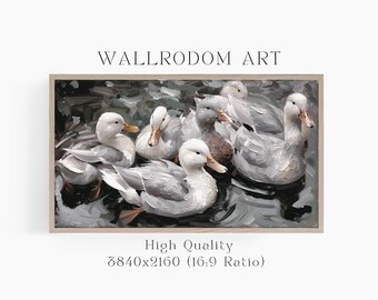 Frame TV art Geese, Spring  Frame TV Digital Download, Easter Vintage oil painting style, Farmhouse TV art cute animals.