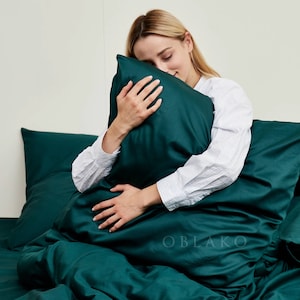 Forest Green Bedding Set – Deep Green Duvet Cover Set – Emerald Sheets