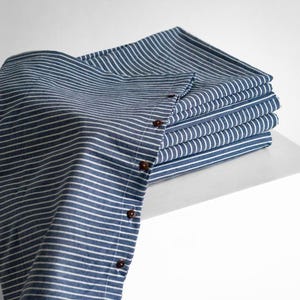 Washed Cotton Bed Sheets – Stonewashed Flat and Fitted Sheet Set –  Striped Cotton 4 piece Bed Linen