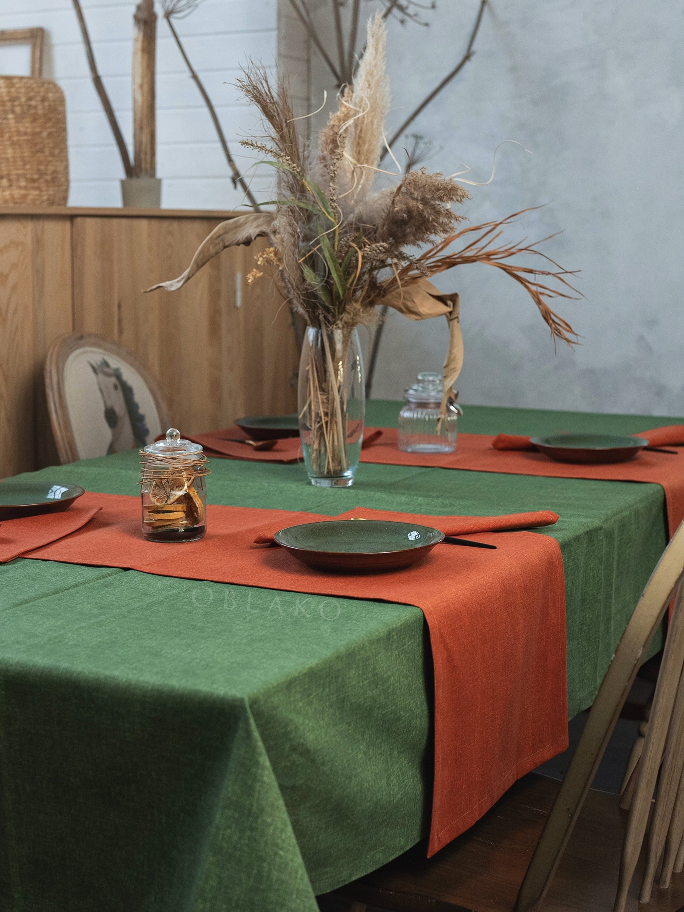 Cotton Waterproof Tablecloth With Runner - Modern Tablecloth with Custom Table Runner