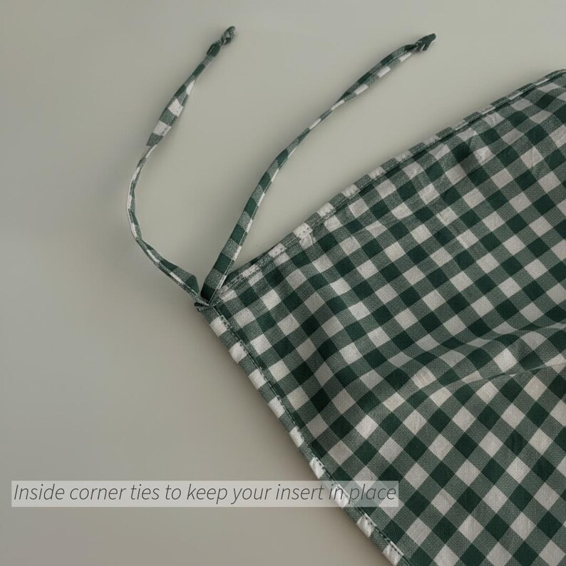 Green Gingham Washed Cotton Duvet Cover Set - Wrinkle-Resistant Green Plaid Bedding 画像 9