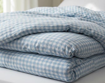 Poszewka na kołdrę w kratkę gingham: 100% pranej bawełny w kratkę
