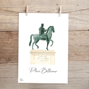 Carte Place Bellecour (aquarelle)
