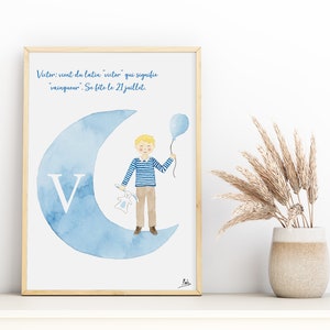 Affiche enfant personnalisable aquarelle (petit garçon)