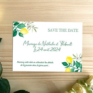 Carton Save The Date mariage Méditerranée (aquarelle)