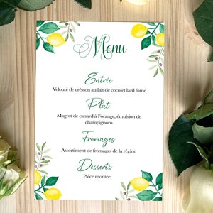 Menu & papeterie table mariage Méditerranée (aquarelle)