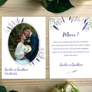 Carton remerciement mariage Provence (aquarelle)