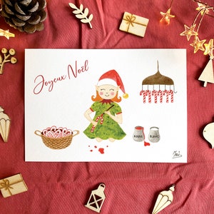 Carte Noël "Sucre d'orge" (aquarelle)