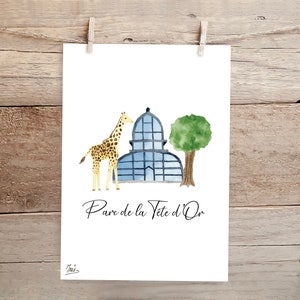 Carte Parc de la Tête d'Or (aquarelle)
