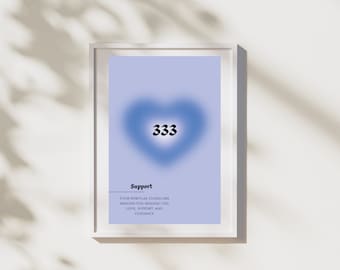 333 Angel Number, Angel Number Print, Instant Printable Wall Art Print, Digital Download, Support, Spiritual Poster