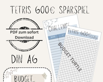 Tetris savings challenge // digital version // PDF // savings game // A6 budget planner // A6 binder // Save