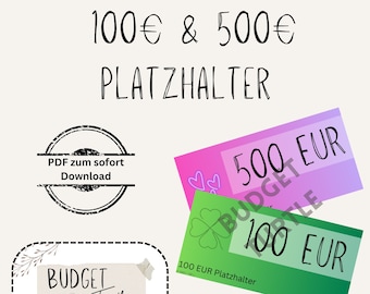 Placeholder 100 EUR and 500 EUR // digital version // PDF // A5, A6, A7 // Budget planner // Binder // Save