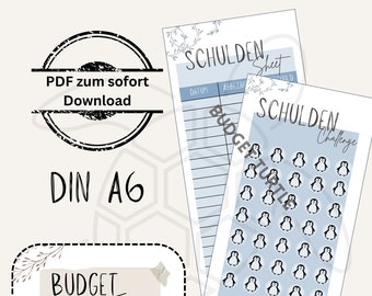 Schulden Challenge blau A6 // digital version // PDF // Din A6