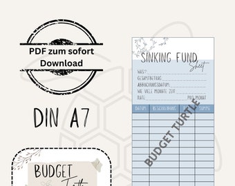 Sinking Fund Sheet blau Din A7 // digital version // PDF // blau // A7 Budgetplaner // A7 Binder // Sparen