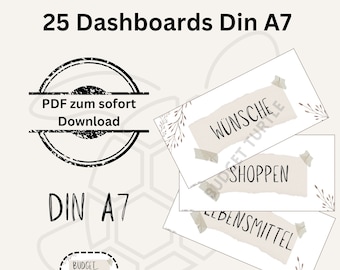 25 dashboards A7 beige // for budget planners // digital version // PDF // Din A7