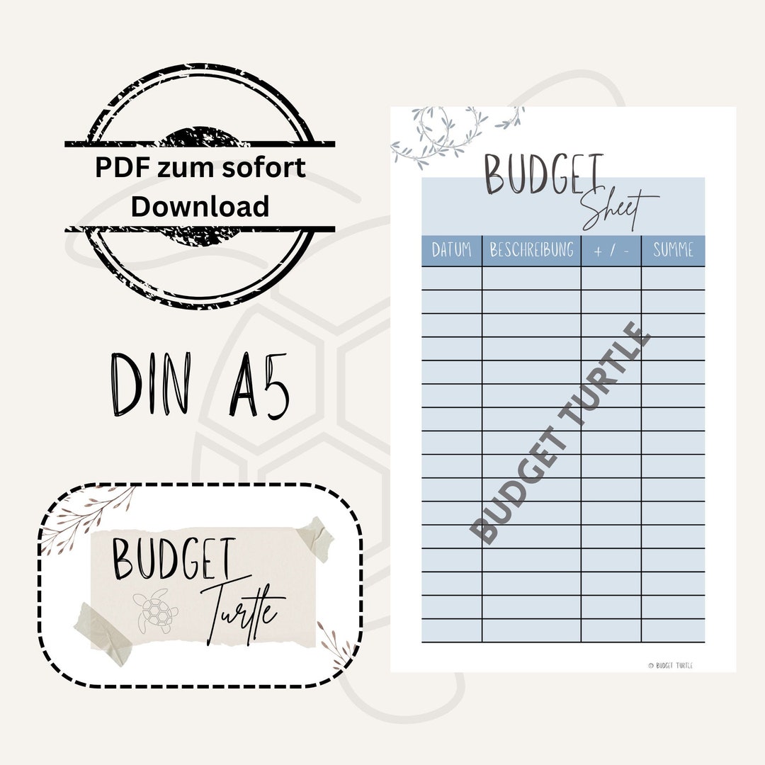 Budget Sheet Din A5 // Digital Version // PDF // Blue // A5 Budget ...