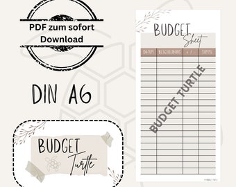 Budget Sheet Din A6 // digital version // PDF // beige // A6 budget planner // A6 binder // Save