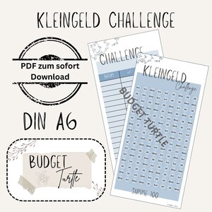 Small change 100 EUR savings challenge blue // digital version // PDF // savings game // A6 budget planner // A6 binder // Save