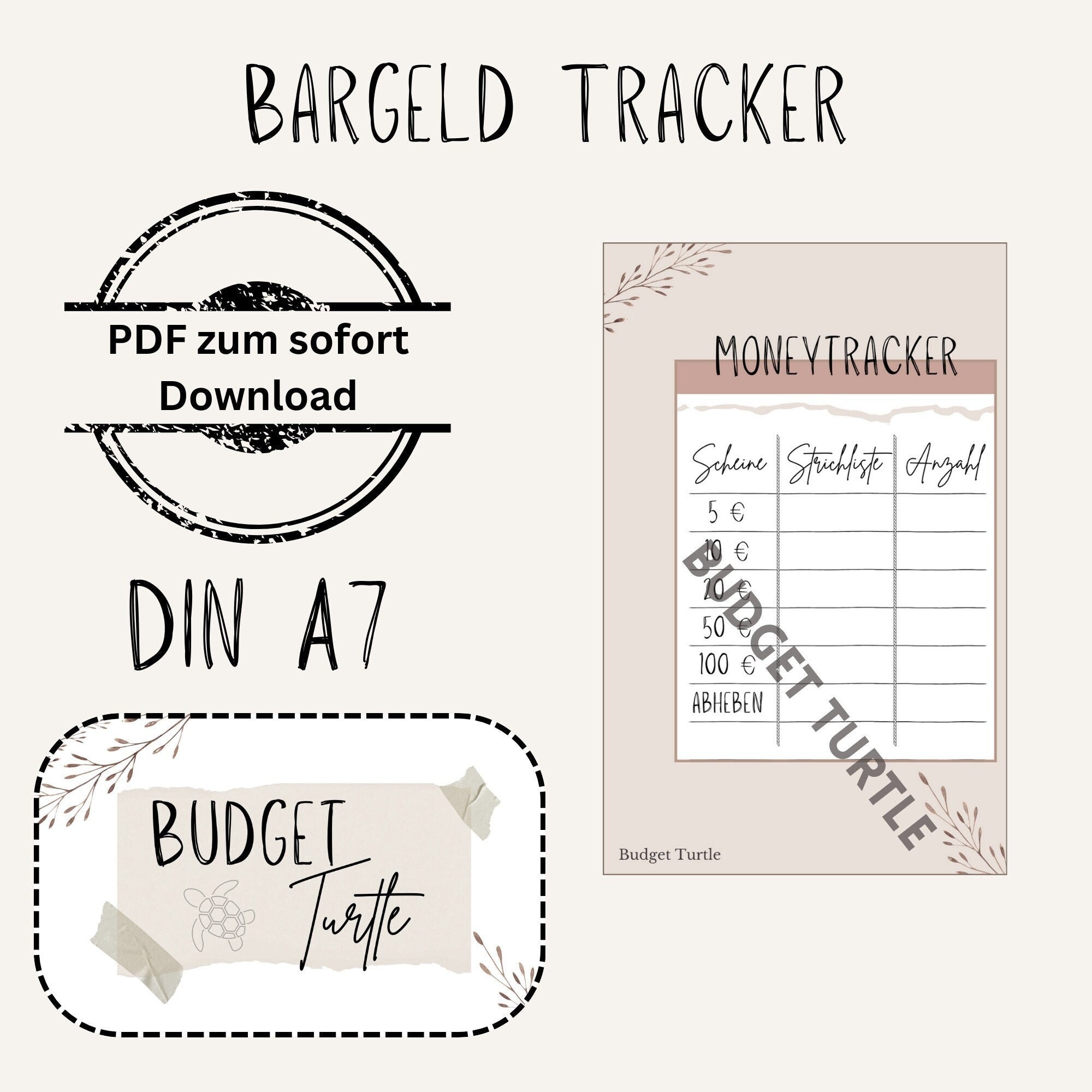 Cash Tracker // Digital Version // PDF // Beige // A7 Budget Planner ...