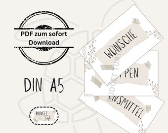 25 dashboards A5 beige // for budget planners // digital version // PDF // Din A5