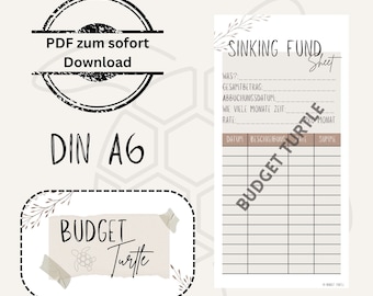 Sinking Fund Sheet beige Din A6 // digital version // PDF // beige // A6 budget planner // A6 binder // Save