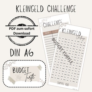 Small change 100 EUR savings challenge beige // digital version // PDF // savings game // A6 budget planner // A6 binder // Save