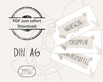 25 dashboards A6 beige // for budget planners // digital version // PDF // Din A6