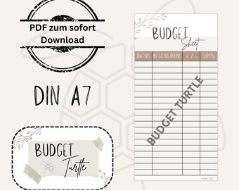 Budgetblad Din A7 // digital version // PDF // beige // A7 budgetplanerare // A7 pärm // Spara