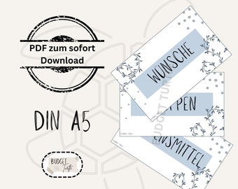 25 dashboards A5 blue // for budget planners // digital version // PDF // Din A5