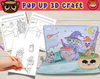 Kit de création diorama 3D Halloween sorcière et sorcier (fichier numérique)