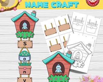 Hausvogel Name Craft: Frühlingsklassenzimmer Aktivität (editierbare PDF)