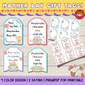 Mother&#39;s Day Gift Tags Printable, DIY Mother&#39;s Day, Personalized Mother&#39;s Day Tags, instant download, mother’s day labels