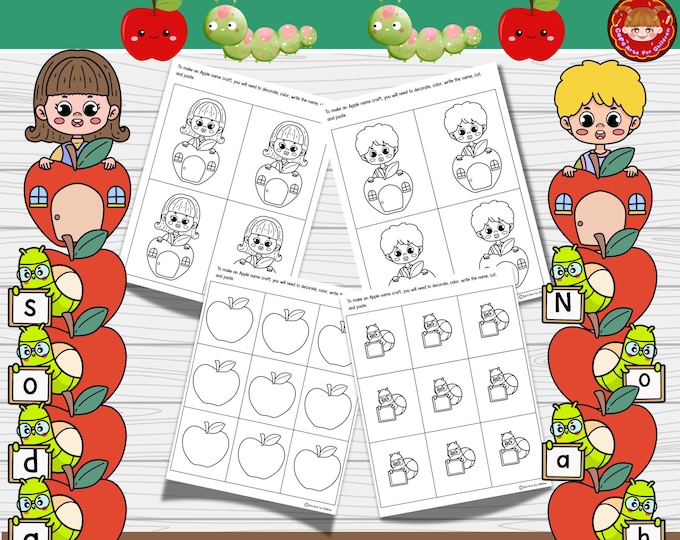 Back to School All About Me Apple Tree, Kids Printable Craft Template ...