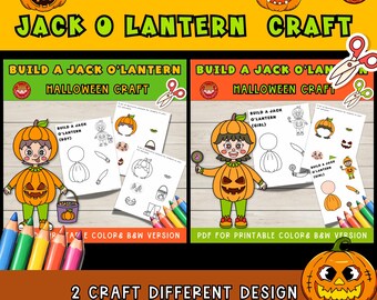 Printable Halloween Jack-O'-Lantern Craft: Cut & Paste Activity (PDF)