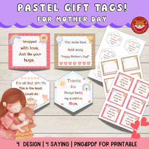 Thank You Mom Gift Tags, Editable Mother&#39;s Day Gift Tags, Printable Tags for Mom, Instant Download, DIY mother’s day
