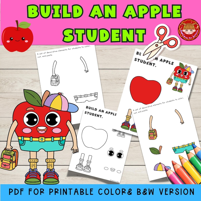 Apple Craft: Back to School Cut and Paste Activity (PDF Pattern) - Etsy