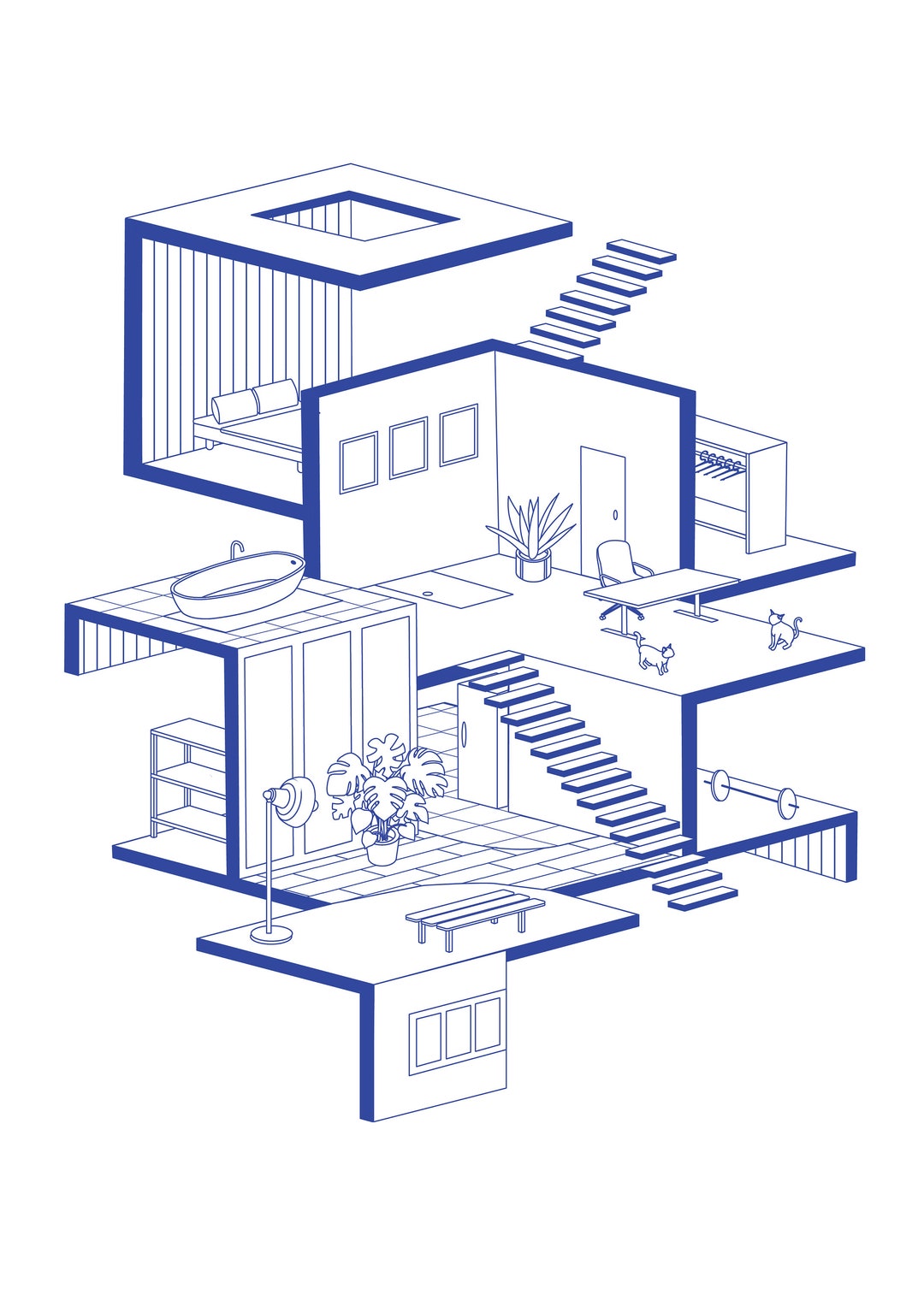 Deconstructed Isometric Drawing of Your Home - Etsy
