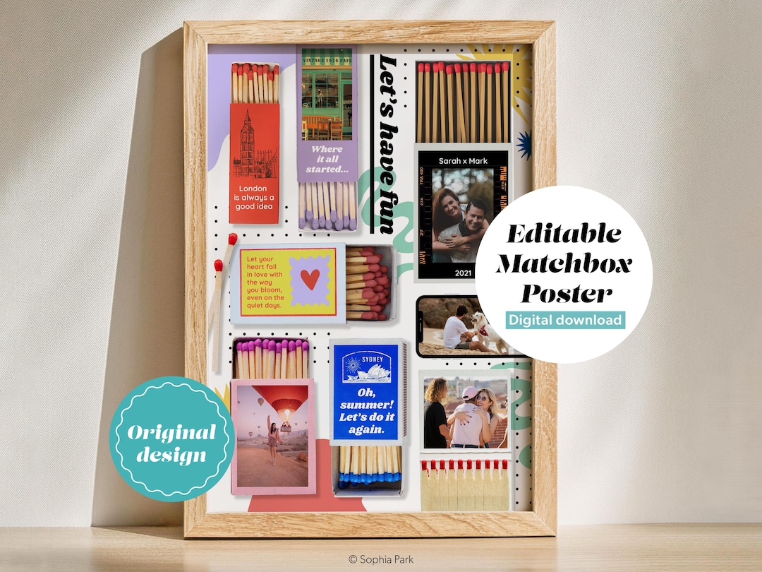 Matchbox Poster.pdf Editable Matchbox Poster Template, Blank Matchbook Print, Anniversary ...