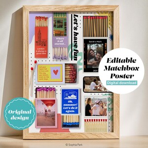 Editable Matchbox Poster Template, Blank Matchbook Print, Anniversary Gift Printable, Matchbox Wall Art, Fun Modern Design, Newlywed Gift