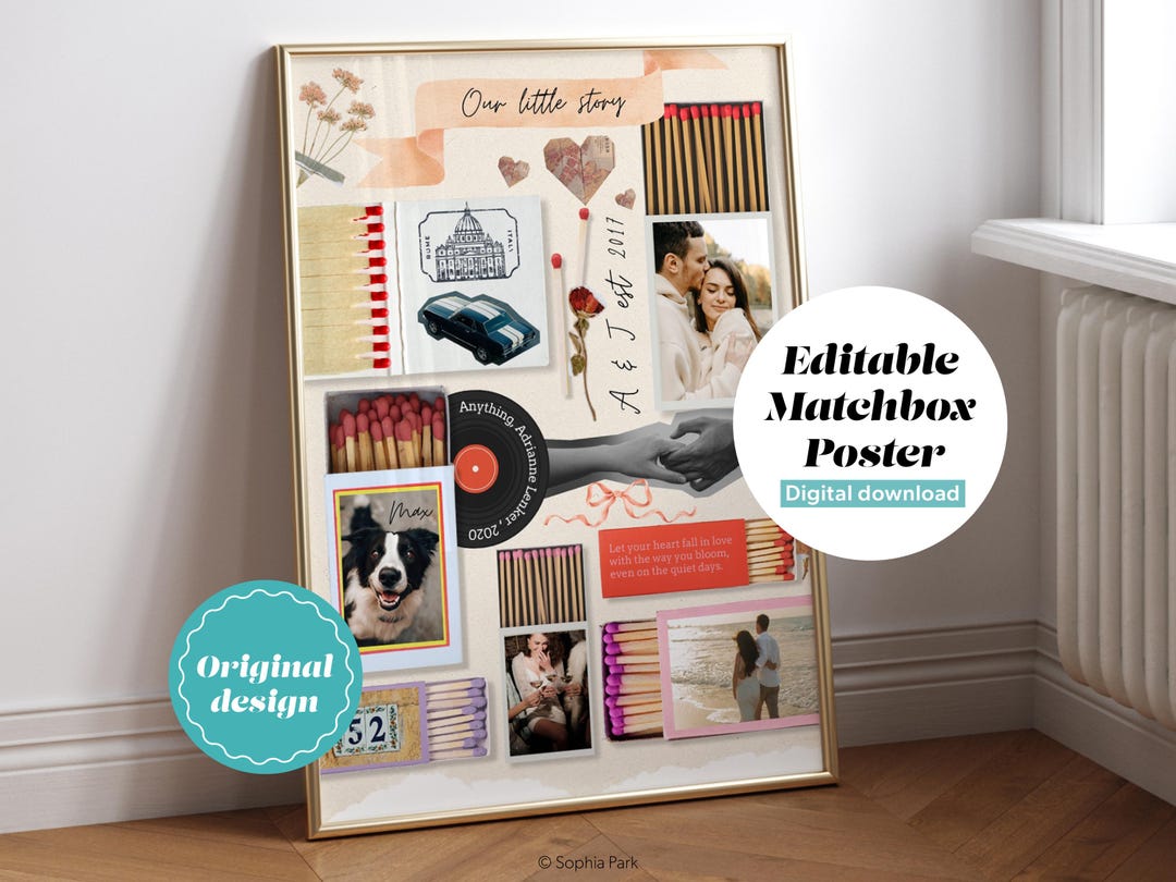 Matchbox Poster.pdf Editable Matchbox Poster Template, Blank Matchbook Print, Anniversary ...