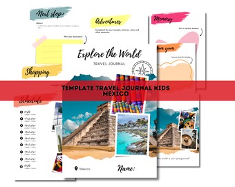 Modelo de diário de viagem / Modelo de itinerário de viagem para crianças - México